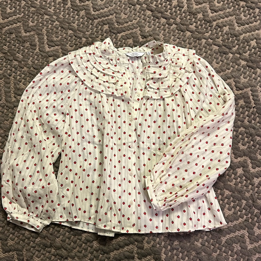 Ruffled Cotton blouse with strawberry print